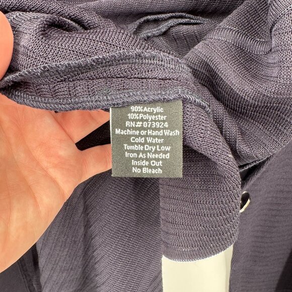 Misook‎ Cardigan Sweater Womens PXL Navy Blue Acrylic Knit Single Button Closure - Picture 9 of 11